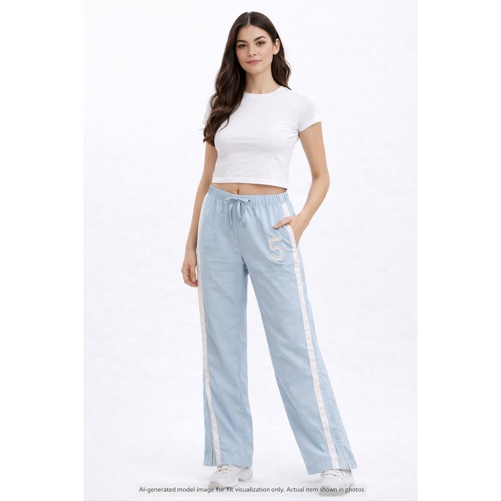 Light Blue Track Pants with Side Stripe – Size XS – Casual / Sporty Y2K